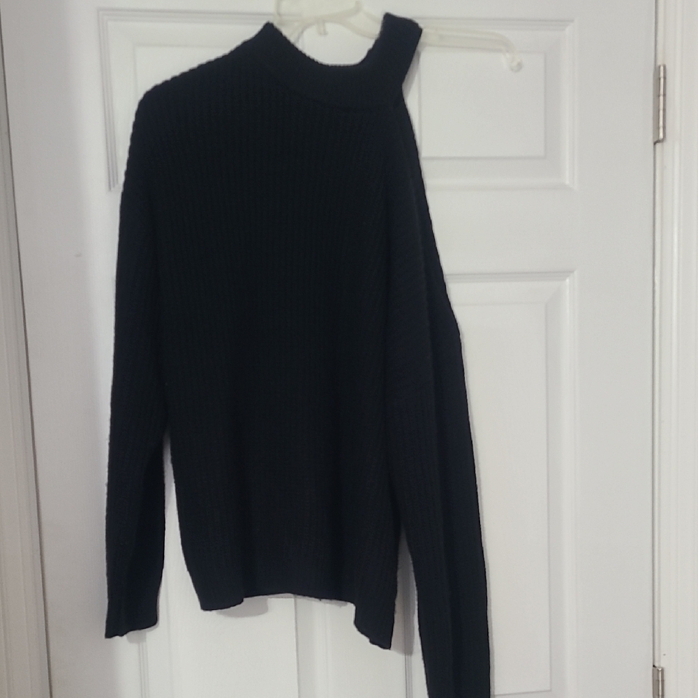 Men's Black Ribbed Knit Sweater - Classic Mock Neck